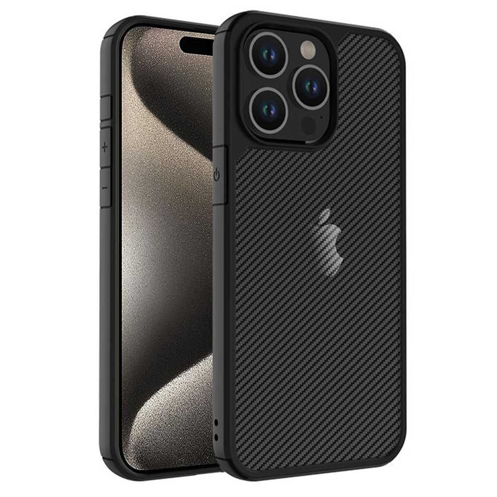 Husa pentru iPhone 15 Pro Max, Techsuit Carbon Fuse - Black