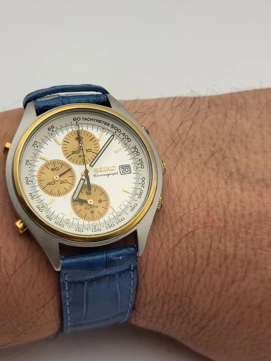 Seiko 7T32 7C60 A0 Chronograph Alarm CEAS 39mm Japan 1995 Functional