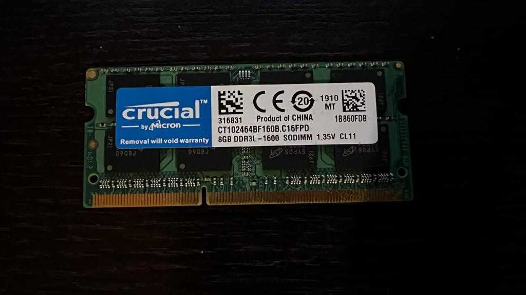 Memorie RAM SODIMM notebook/laptop Crucial 8GB DDR3L 1600MHz