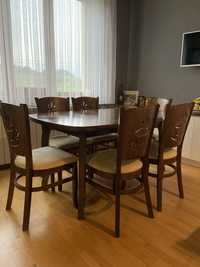 Кухненска маса и 6 броя столове от тъмен дъб