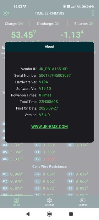 BMS JK 100A 8 - 16s JK-PB1A16S10P Ultima generatie Model V19