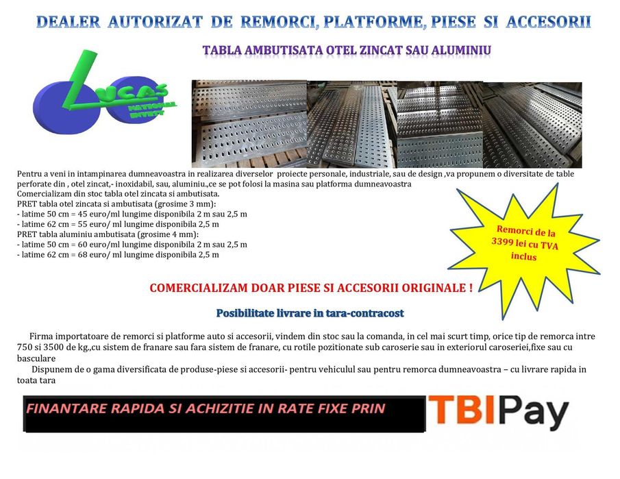 Tabla Otel Zincat Sau Aluminiu Perforata, Ambutisata