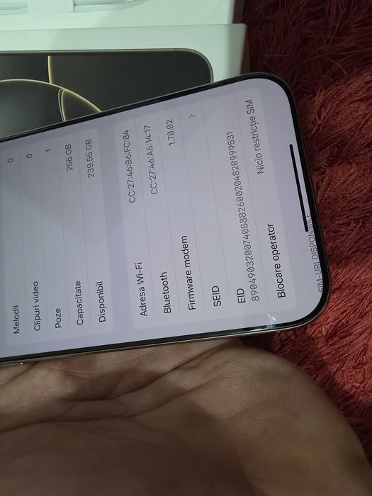 -Iphone 16Pro Max, ca Nou, 256Gb, 8Ram, Natural Titanium, bat: 100%-95