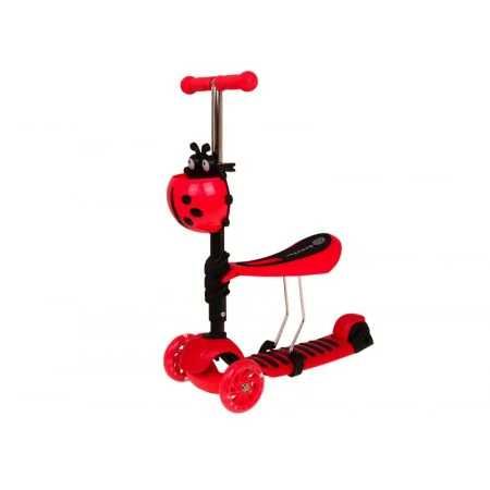 Trotineta cu sezut pentru copii , cu maner parental, rosu/roz