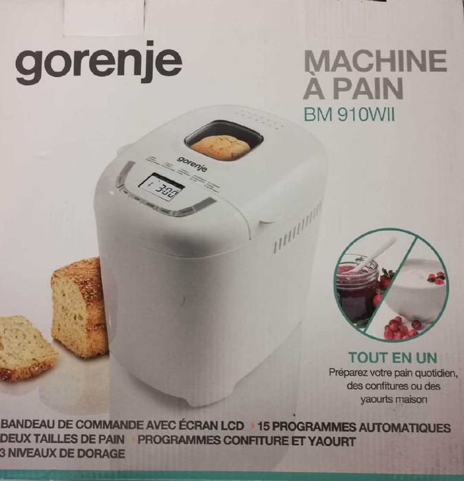 Masina de copt paine GORENJE BM910WII, 0.9kg, 15 programe, 550W, alb