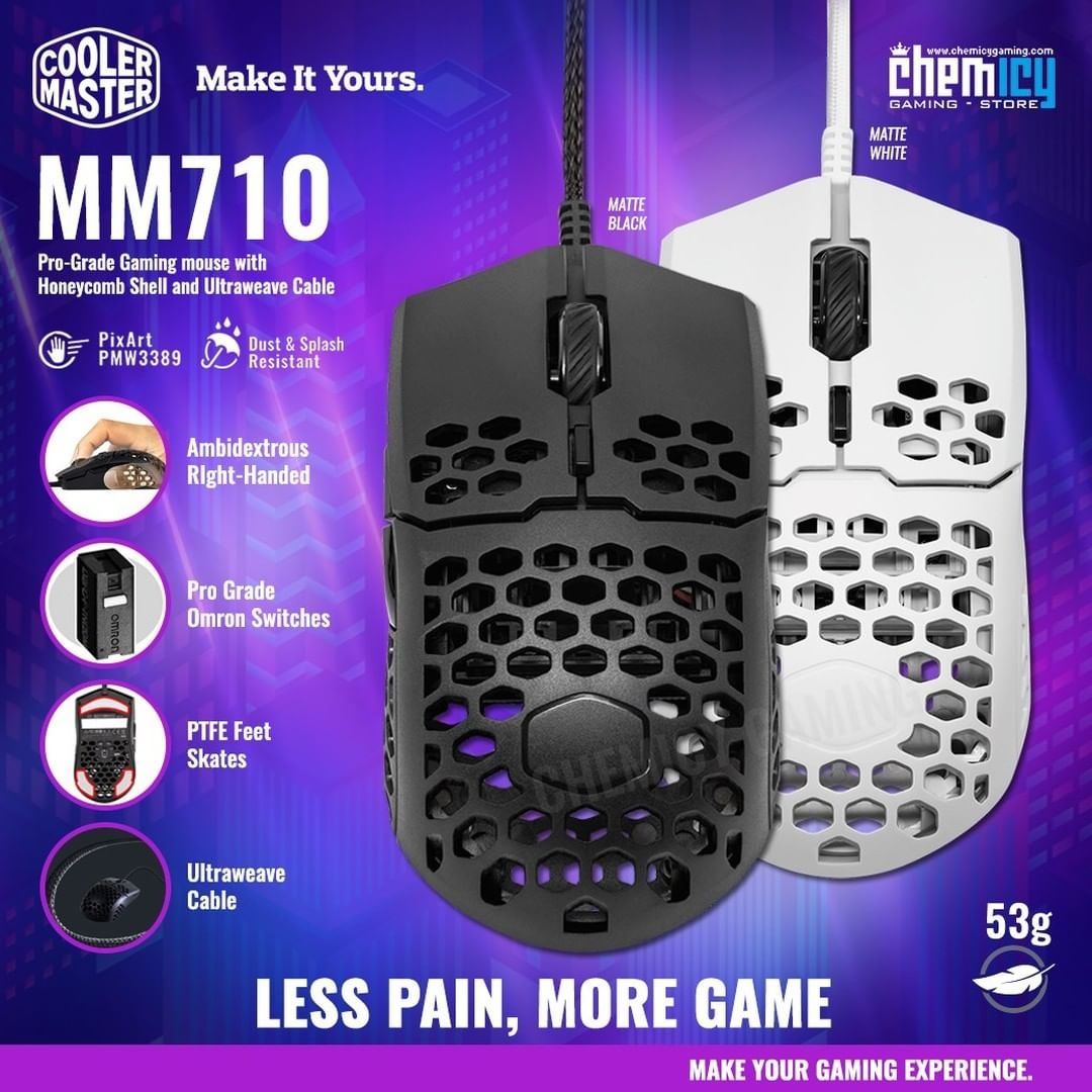 СКИДКА! COOLER MASTER MM710 Проводная мышка/мышь/вес 53 грамм/в чёрном