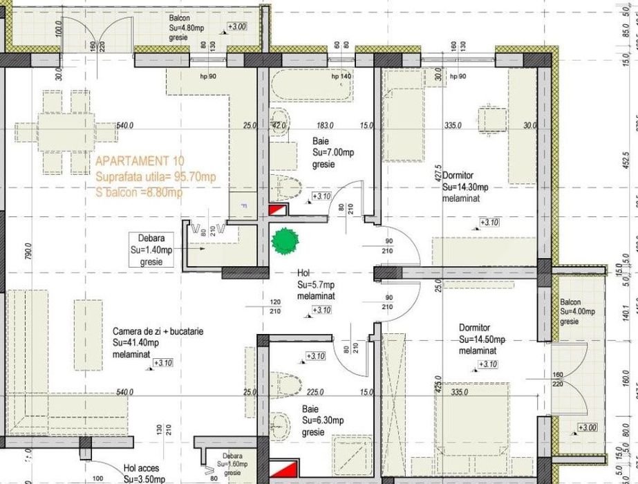 Apartament nou in ansamblu rezidential 95.70 mp, Santandrei