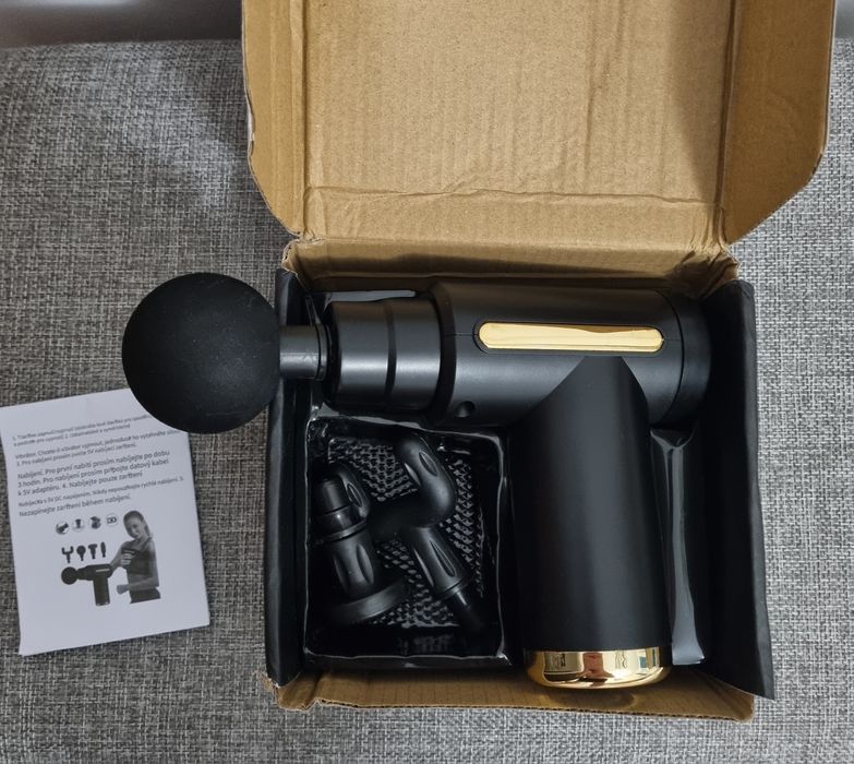 Aparat pentru masaj profesional tip pistol, cu 4 capete, 6 viteze