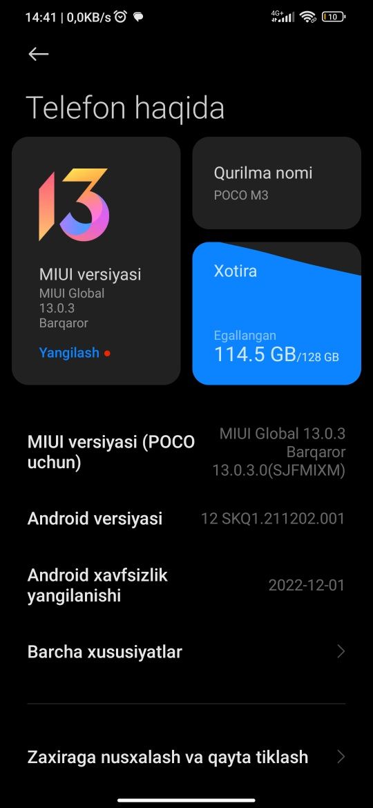 Poco M3 128gb 100$