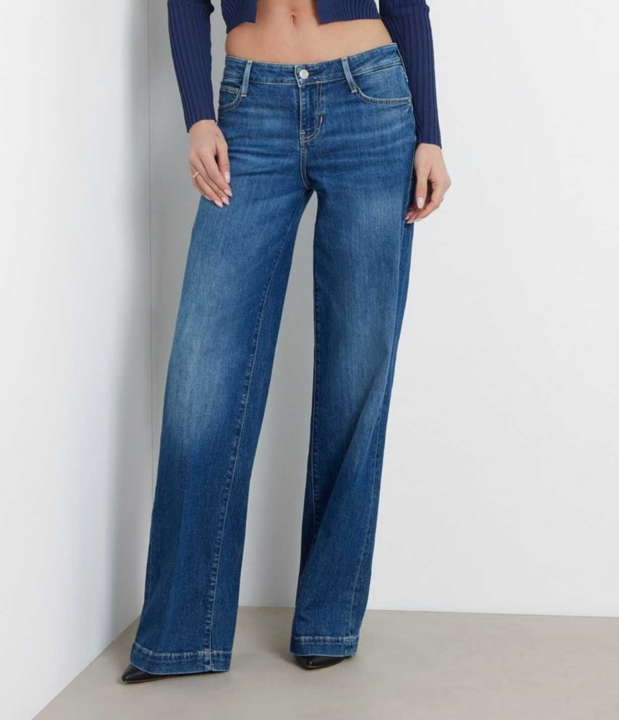 Дамски дънки GUESS Sexy Palazzo тъмно сини, 24 размер