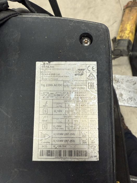 Aparat de sudura Tig AC / DC Esab Tig 2200i / 220 a / 220v