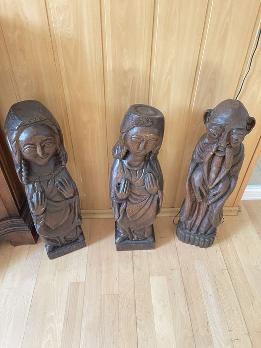 Set 3 statuete lemn, 60 cm inaltime