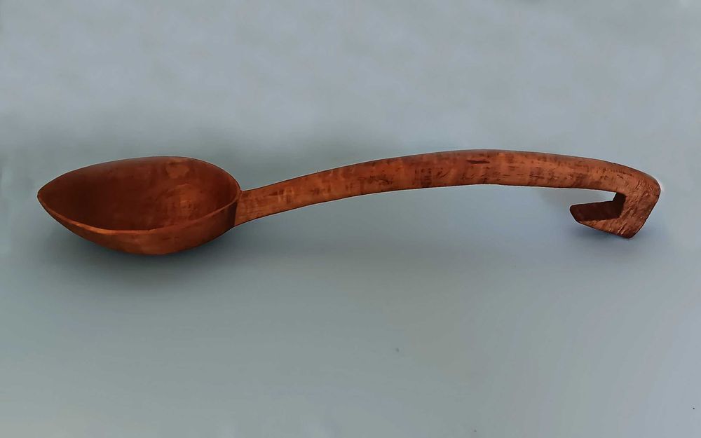 Огромна дървена старинна възрожденска лъжица - Черпак