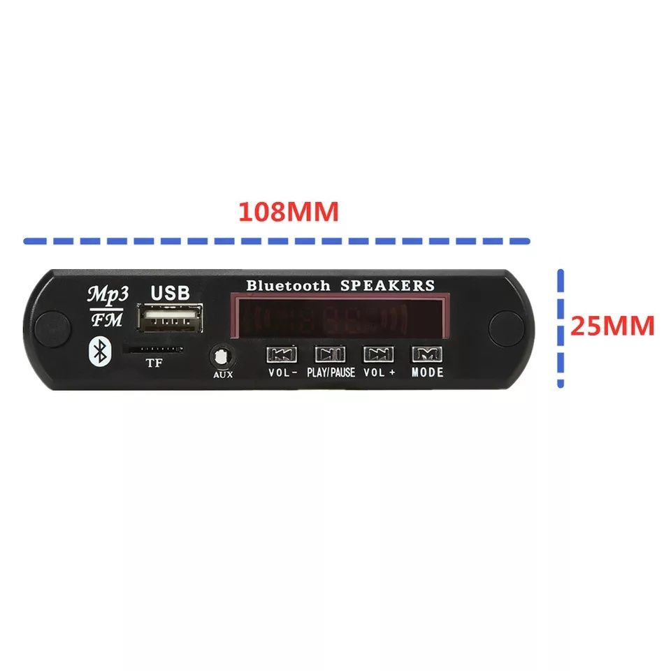 MP3 плеър 2х25 W/6V-18V/ BT 5.0 модул за вграждане Sd card/USB/FM/AUX