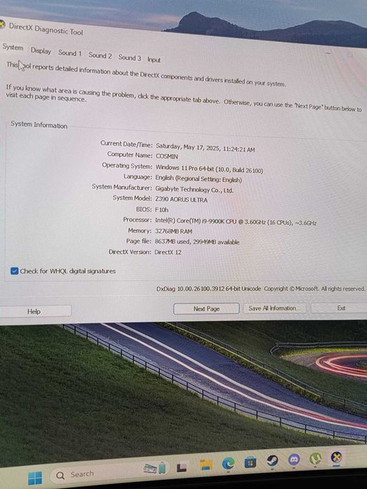 Vand pc gaming i9 9900k