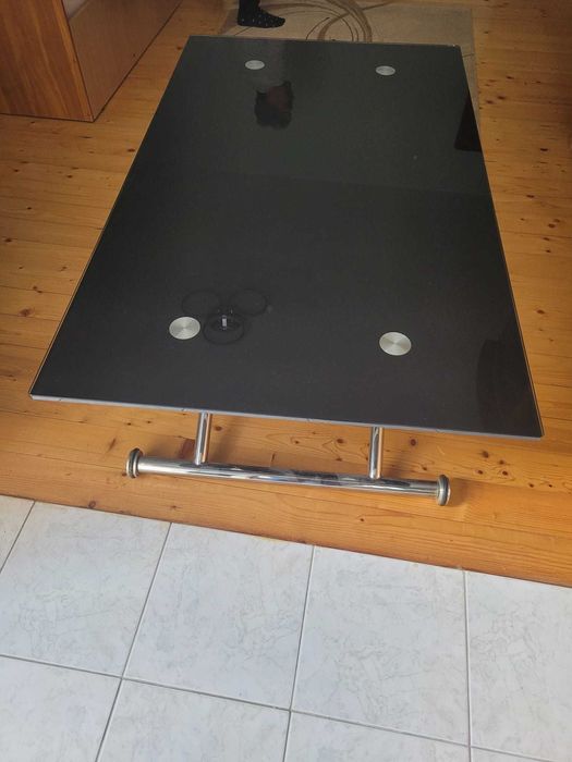 Masa sufragerie 120x70 sticla/inox reglabila