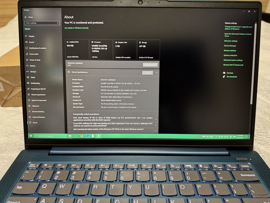 Vand laptop Lenovo intel i5, 16gb ram, 512gb ssd