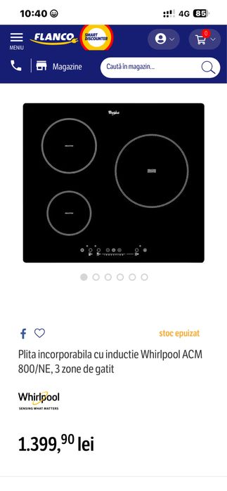 Plita electrica Whirlpool 3 zone de gatit Inductie