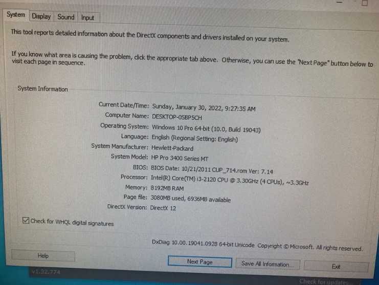 Sistem Desktop HP Pro 3400 MT Intel i3-2120 ;8 GB RAM