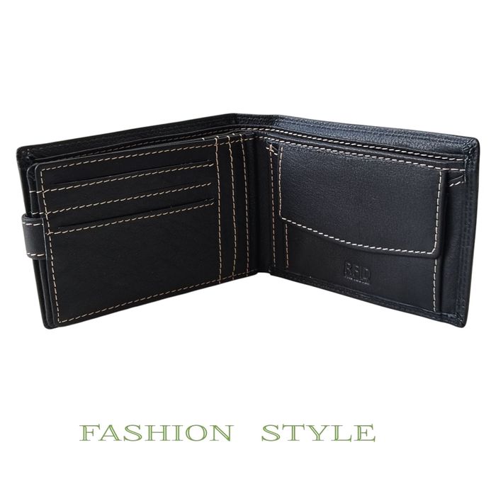 Мъжки портфейл от естествена кожа в черен и кафяв цвят