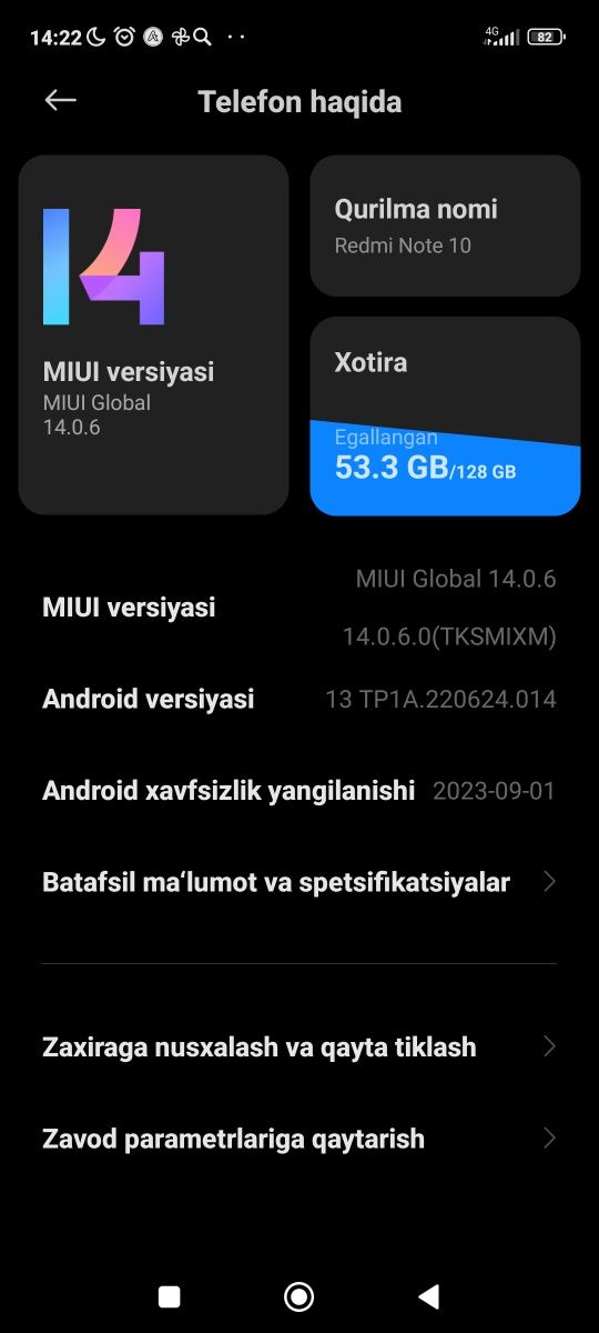 Redmi not 10 5g 6/128 tali
