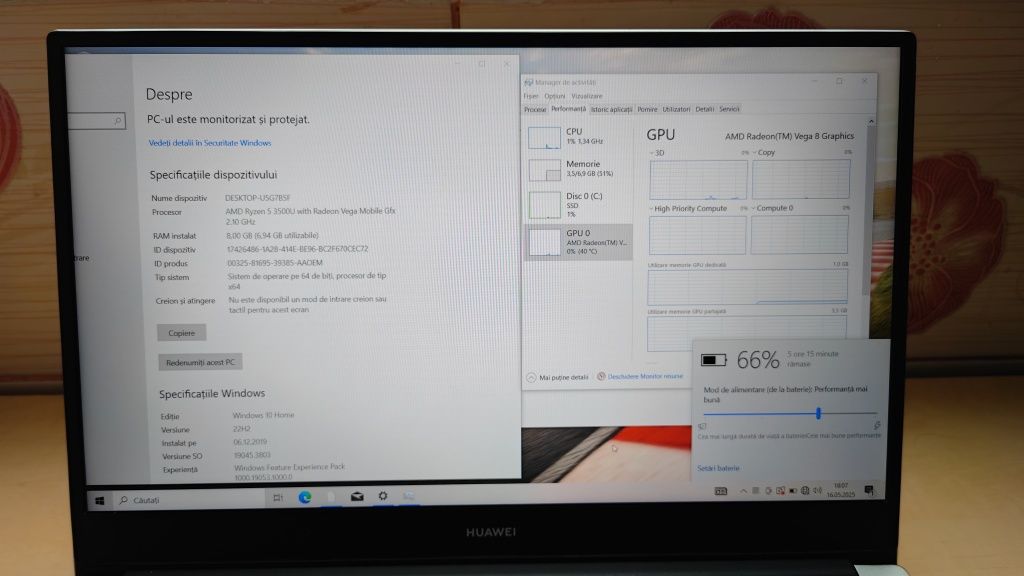 Laptop Huawei D14_Ryzen 5_SSD_14"IPS FHD --ca NOU