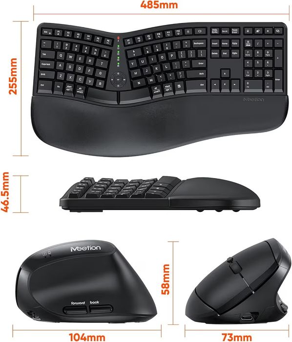 MEETION Ergonomic Wireless Split Keyboard + Vertical Mouse