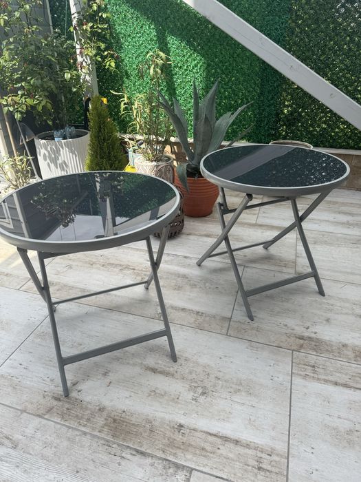 Masa de terasa din sticla pliabila utilizate putin