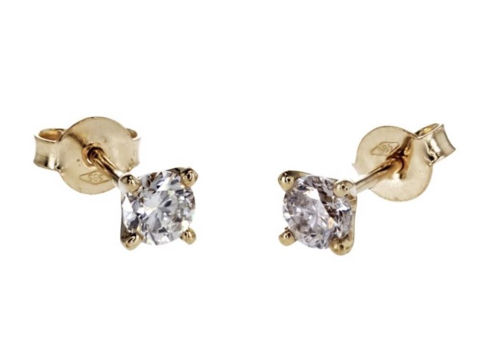 Диамантени обеци с естествени диаманти 0,56ct,жълто злато