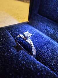 Inel de logodna, marime 47, diamant natural 0.19ct, aur alb 18K