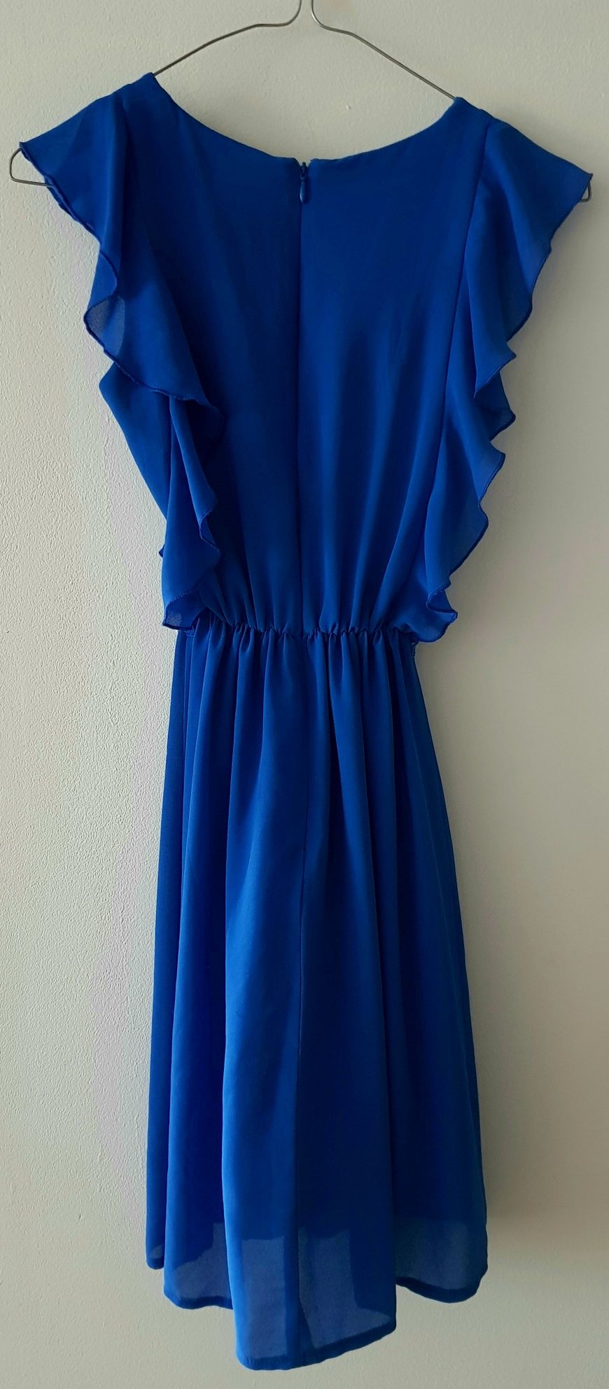 Rochie eleganta albastra cu volanase