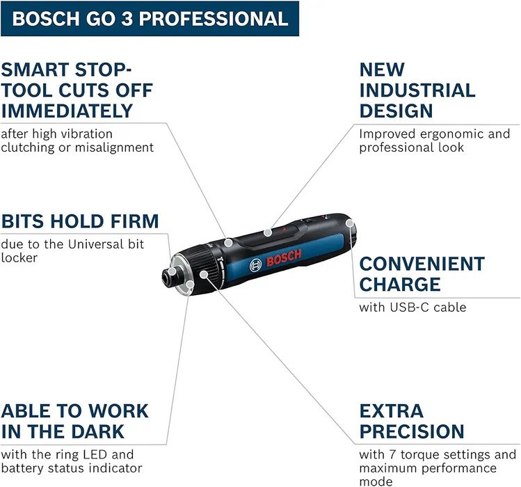 Професионална акумулаторна отвертка Bosch GO 3 с комплект битове