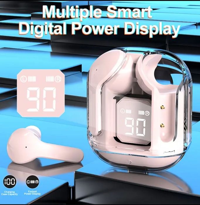 Розови TWS шумоизолиращи универсални слушалки за телефон нови