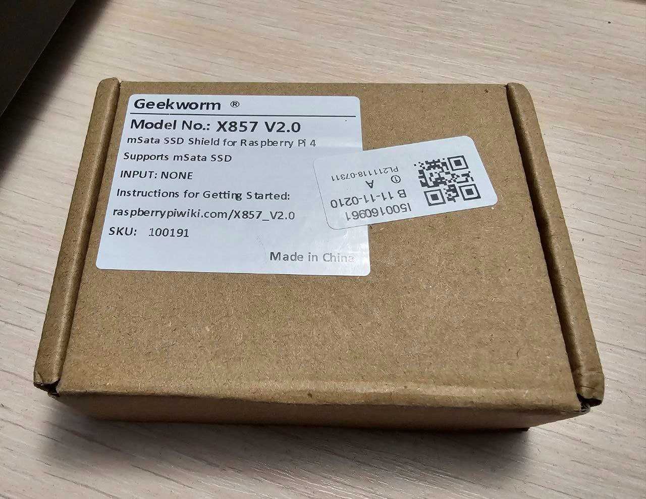 Плата расширения Geekworm X857 v2.0 (mSATA) для raspberry pi 4B
