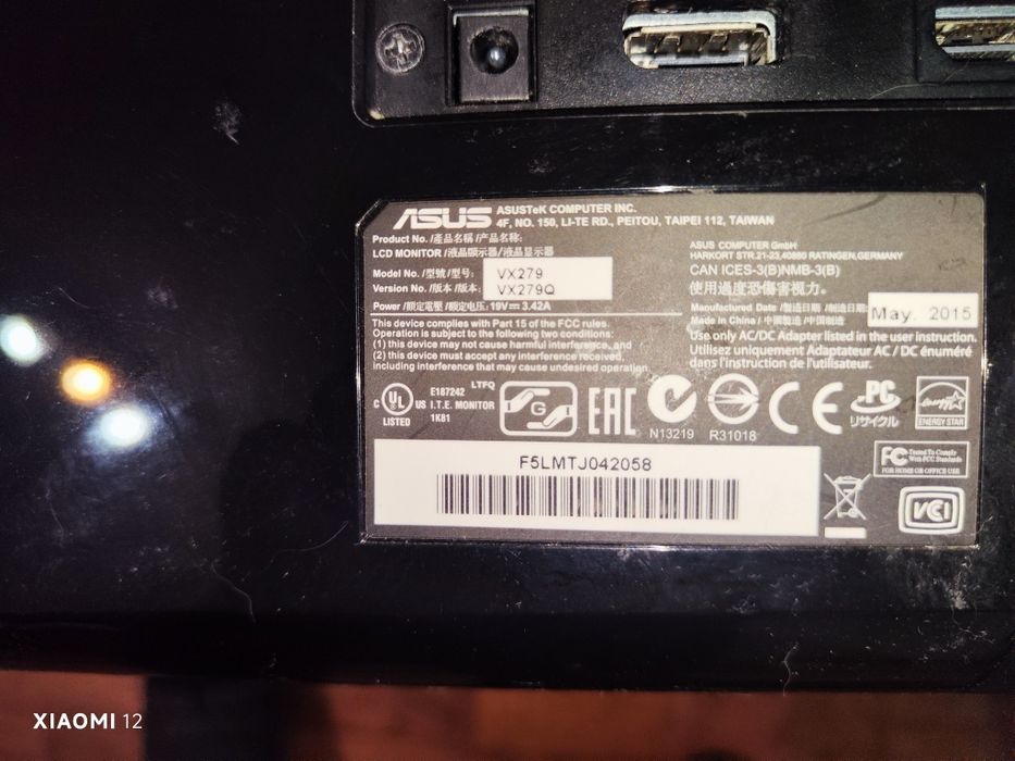 Monitor Asus vx279q. 27" inch 75Hz IPS