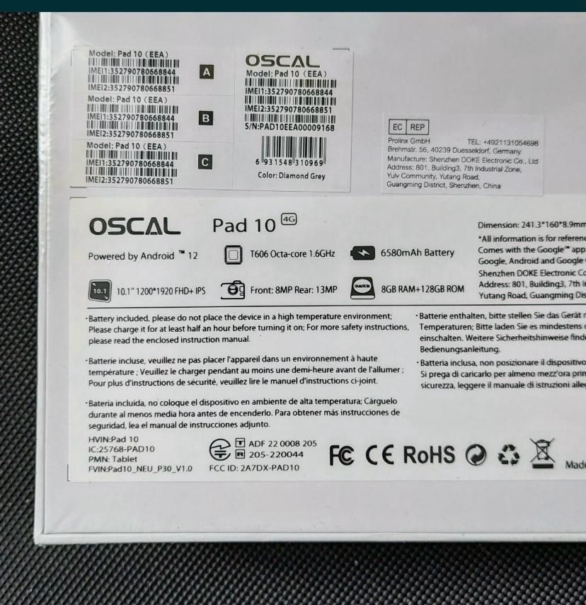 OSCAL Pad 10 14 GB RAM , Sim 4G