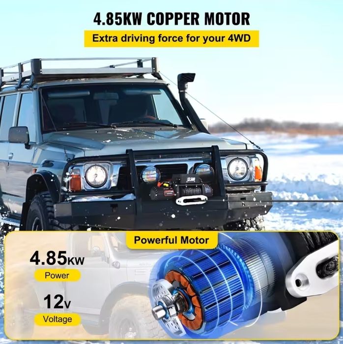 Troliu electric heavy-duty 6,1 tone – cablu sintetic & telecomandă