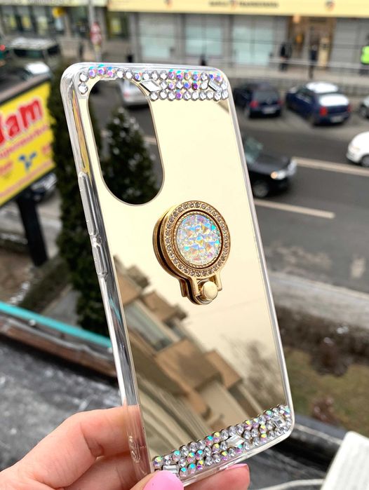 Husa cu oglinda, pietricele si inel Huawei Nova 9 / P50 Pro / P60 Pro