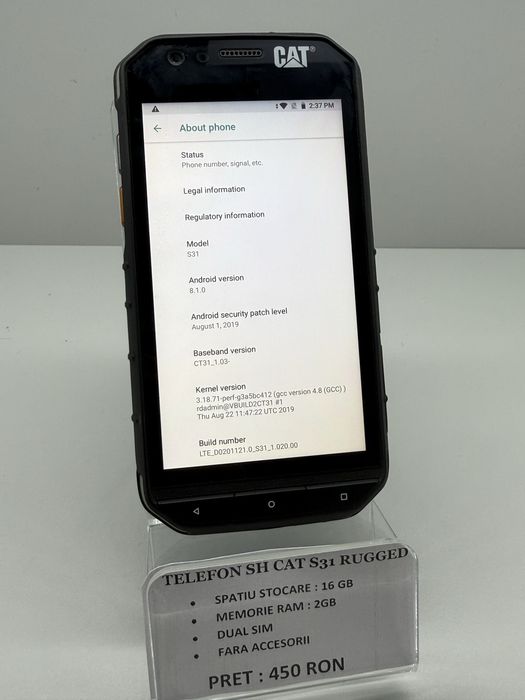 Telefon antishock Cat S31 Black 16GB