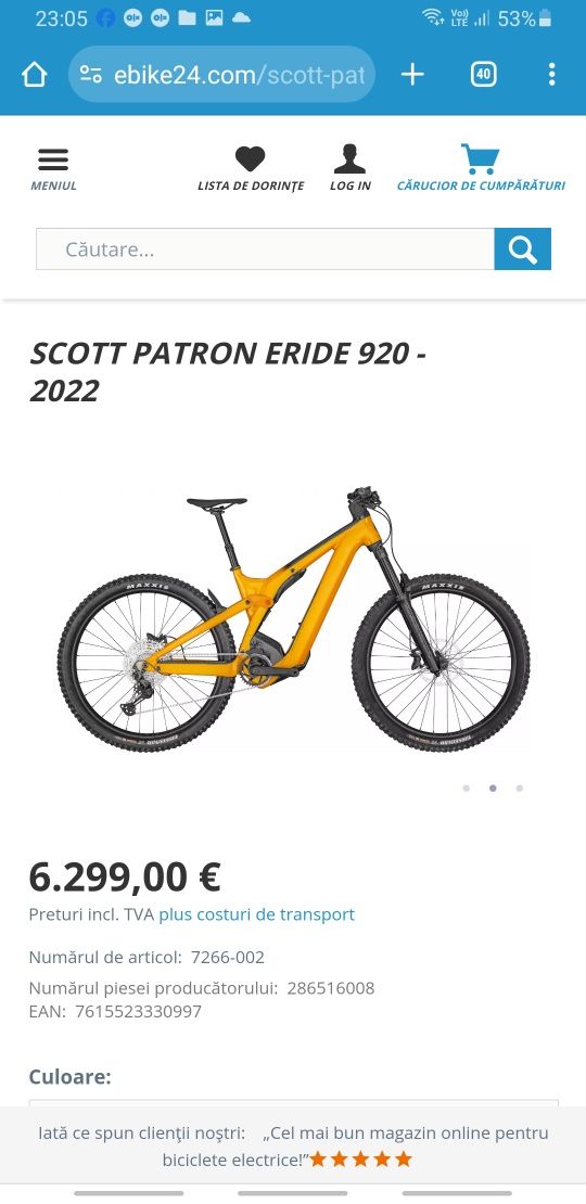 Bicicleta electrica full suspension 750wh  SCOTT ERIDE PATRON 920