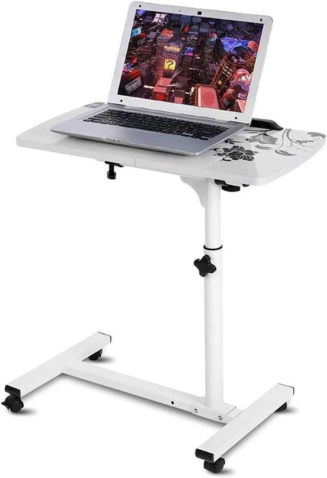 Маса над леглото с колелца, подвижно бюро с регулируема височина