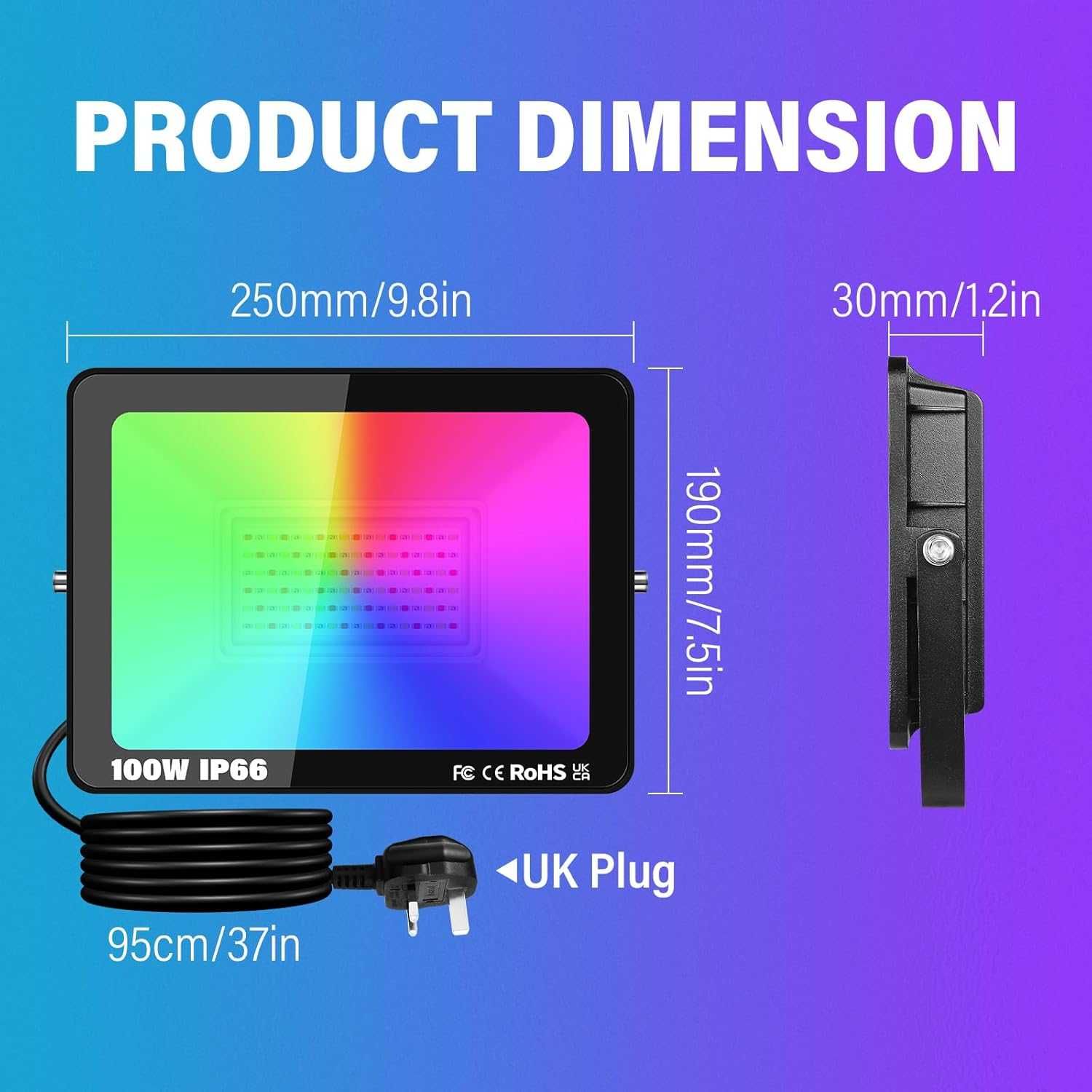 Willpower 2 броя X 100W Smart RGB LED прожектор, 10000lm, приложение