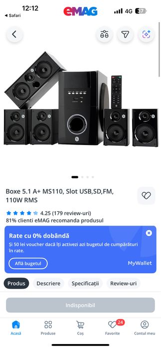 Boxe Home cinema MS 110w rms