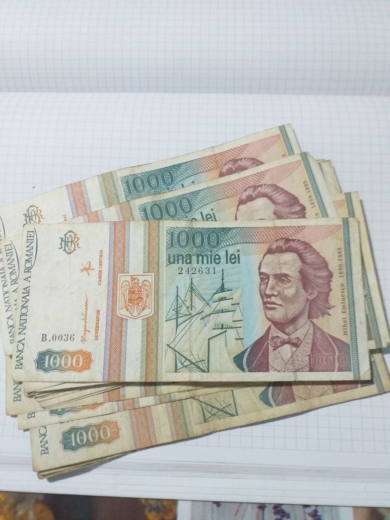 Bancnote vechi 1000 lei, bani vechi , numismatica