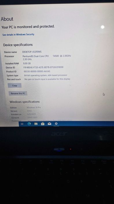 Leptop Acer intel Pentium Dual core T450