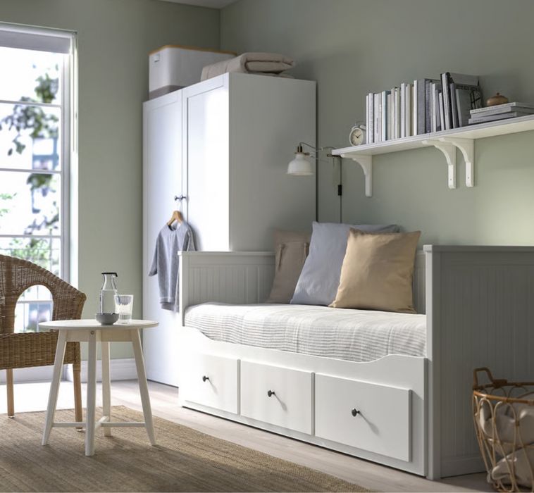 Cadru divan Hemnes cu 3 sertare, alb, 80x200 cm