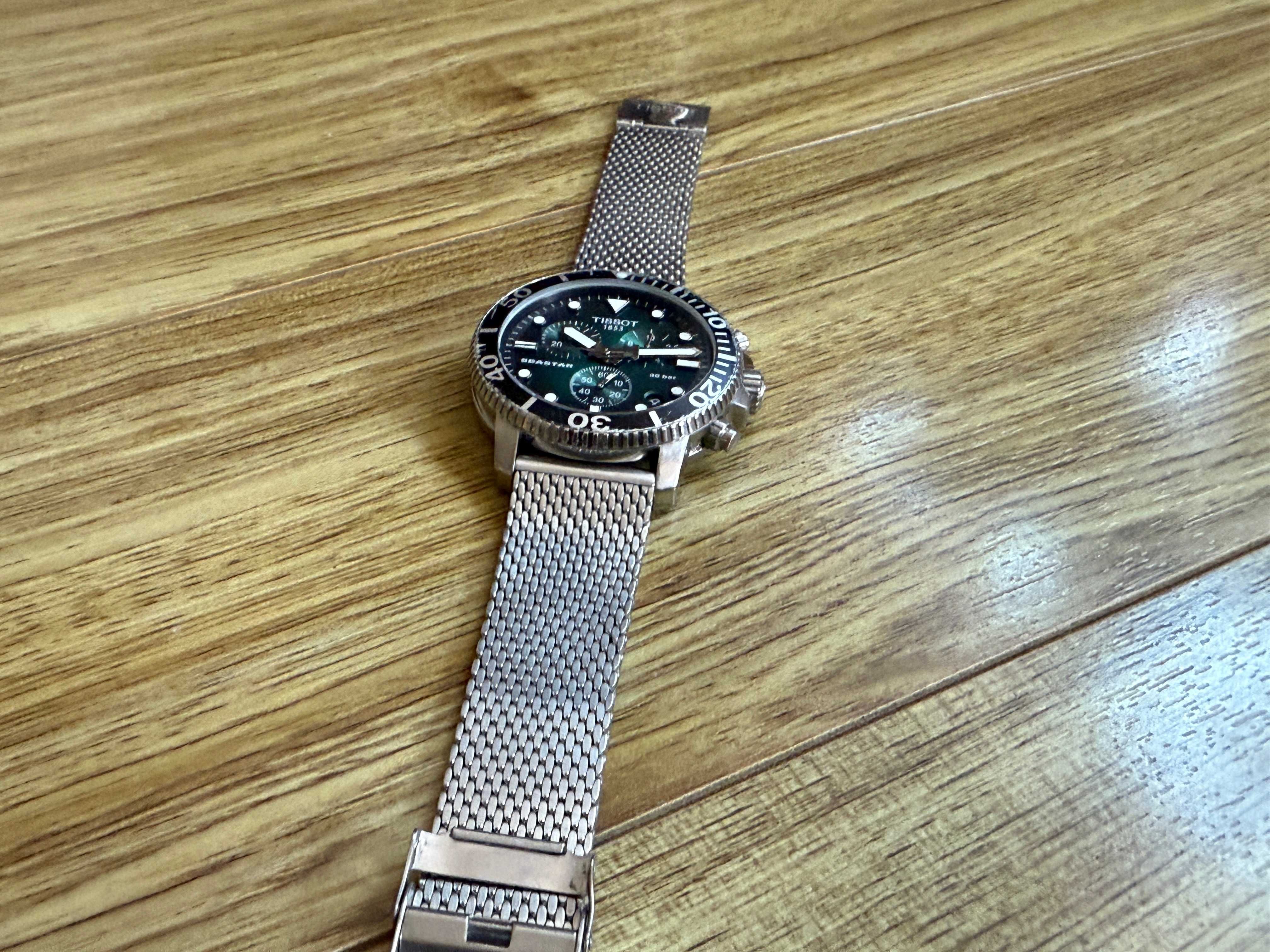Tissot SeaStar 1000 Chronograph 45.5mm`Green Dial/Milanese Band