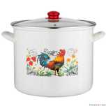 Oala cu capac, din inox emailat lucios, alba, 14l-28cm, Kogucik,
