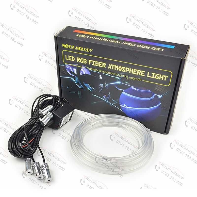 Lumina ambientala auto fir neon Led RGB  cu 5 capete Aplicatie telefon