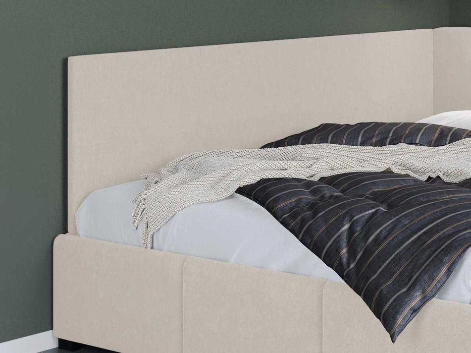 Pat Tapitat de colt Avelis Crem cu somiera fixa